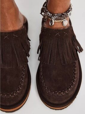 Like new FREE PEOPLE Fallon Fringe Mules